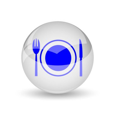 Restoran simgesi. Beyaz arka plan üzerinde Internet düğmesi