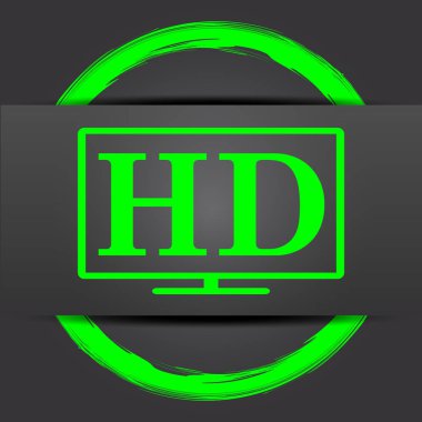 HD Tv simgesi. Internet düğmesi gri arka plan üzerinde yeşil ile