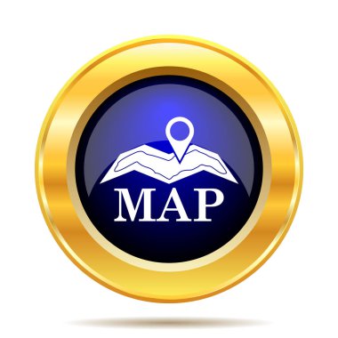 Harita simgesi. Beyaz arka plan üzerinde Internet düğmesi