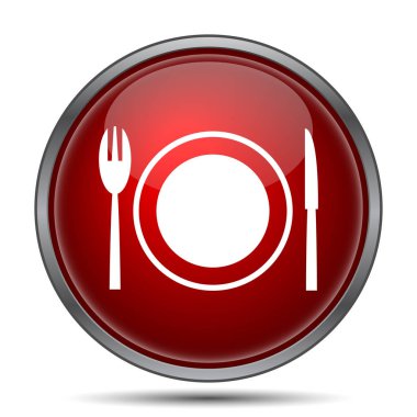 Restoran simgesi. Beyaz arka plan üzerinde Internet düğmesi