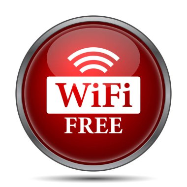 WiFi ücretsiz simge. Beyaz arka plan üzerinde Internet düğmesi