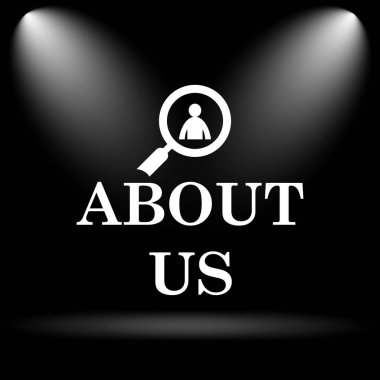 Hakkımızda simgesi. Siyah arka plan üzerine Internet düğmesi