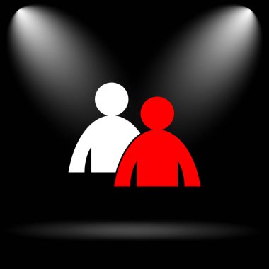 Danışmanlık simgesi. Siyah arka plan üzerine Internet düğmesi