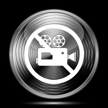 Yasak video kamera simgesi. Siyah arka plan üzerine Internet düğmesi