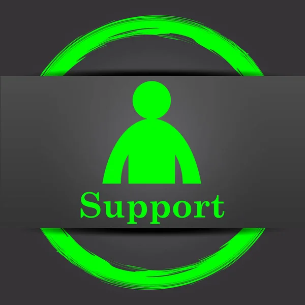 Support Ikonon Internet Gomb Zöld Szürke Háttér — Stock Fotó