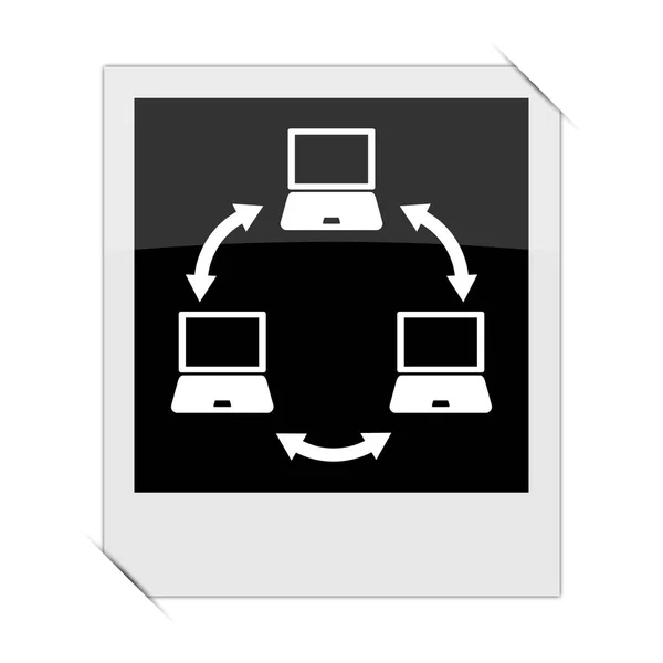 Ícone Rede Computador Dentro Uma Foto Backgroun Branco — Fotografia de Stock