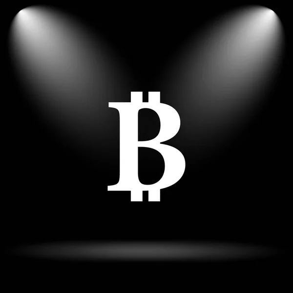 Bitcoin Ikonra Internet Gomb Fekete Háttér — Stock Fotó