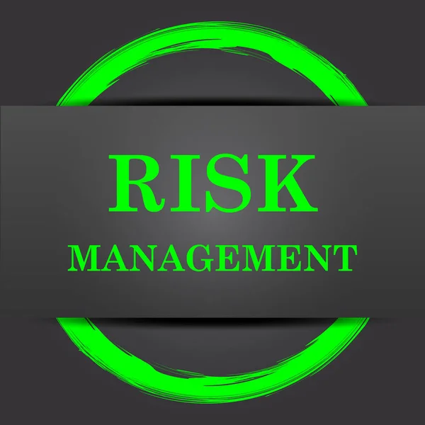 Піктограма Керування Ризиками Кнопка Інтернету Зеленим Сірому Фоні — стокове фото