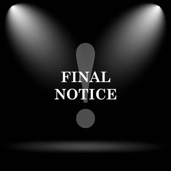 Final notice icon. Internet button on black background