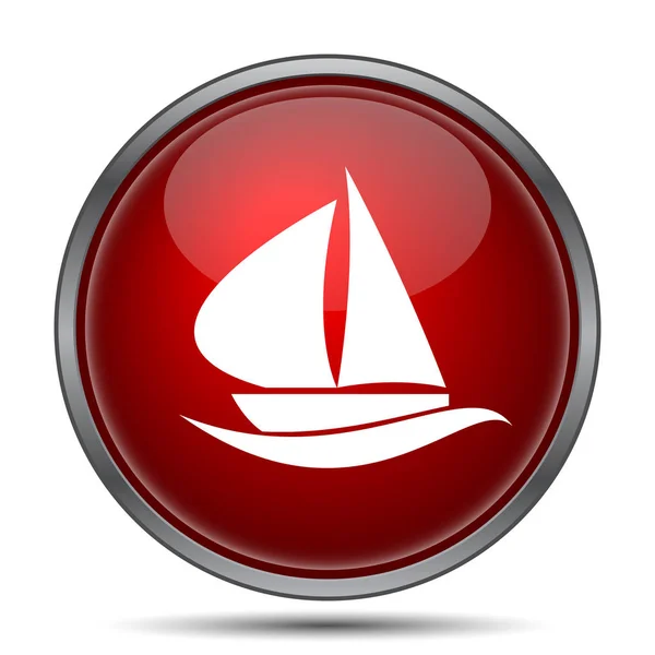 Segelbåt Ikonen Internet Knappen Vit Bakgrund — Stockfoto