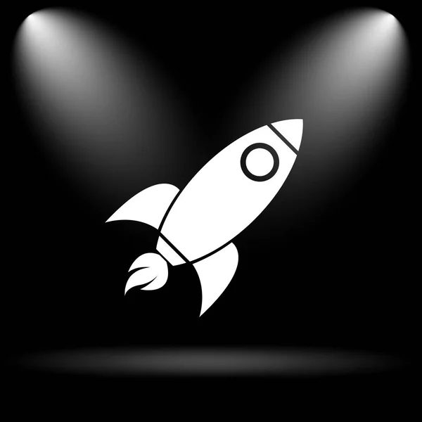 Rocket Icon Internet Button Black Background — Stock Photo, Image