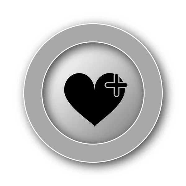 Serce Krzyż Ikona Przycisk Internet Białym Tle — Zdjęcie stockowe