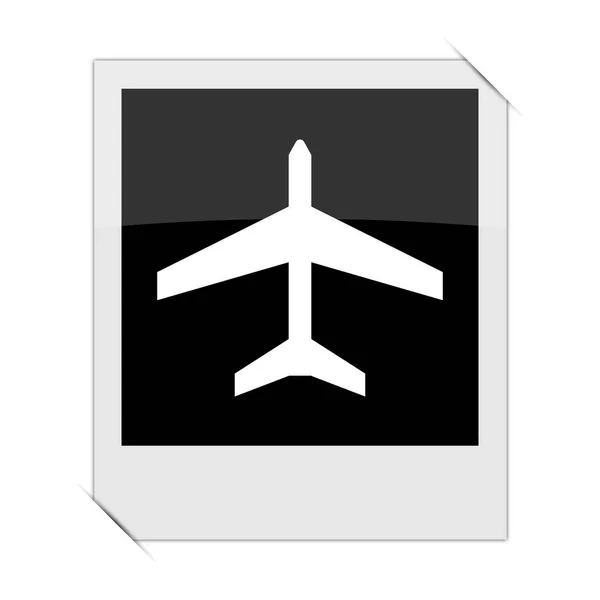 Αεροπλάνο Εικονίδιο Μέσα Μια Φωτογραφία Λευκό Backgroun — Φωτογραφία Αρχείου