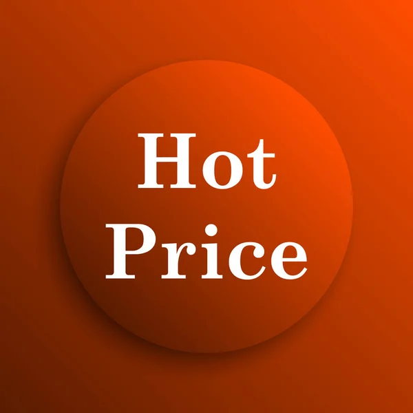 Cena Gorący Ikona Przycisk Internet Pomarańczowym Tle — Zdjęcie stockowe