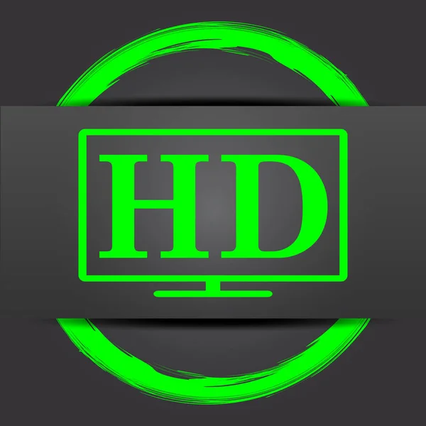 高清电视图标 灰色背景下的绿色互联网按钮 — 图库照片