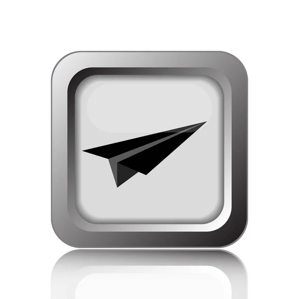 Kağıt Uçak Simgesi Beyaz Arka Plan Üzerinde Internet Düğmesi — Stok fotoğraf