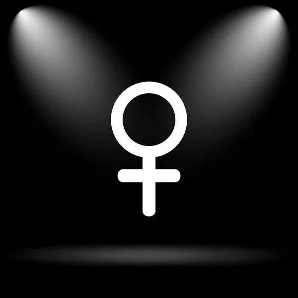 Icono Signo Femenino Botón Internet Sobre Fondo Negro — Foto de Stock
