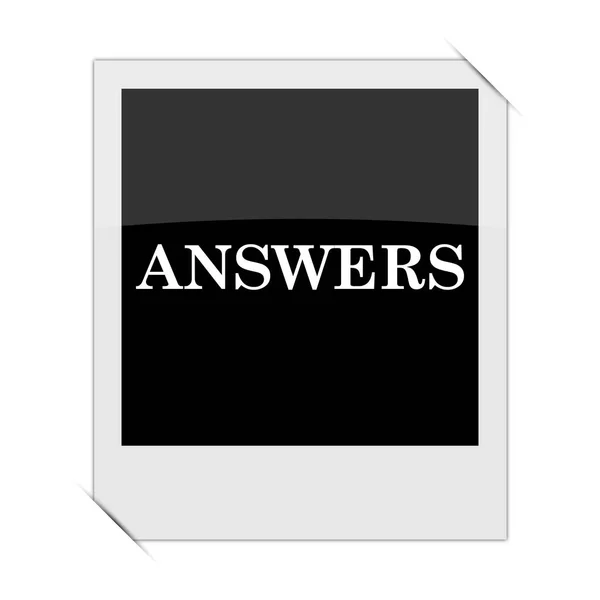 Απαντήσεις Εικονίδιο Μέσα Μια Φωτογραφία Λευκό Backgroun — Φωτογραφία Αρχείου