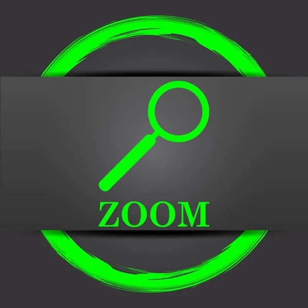 Zoom Avec Icône Loupe Bouton Internet Vert Sur Fond Gris — Photo