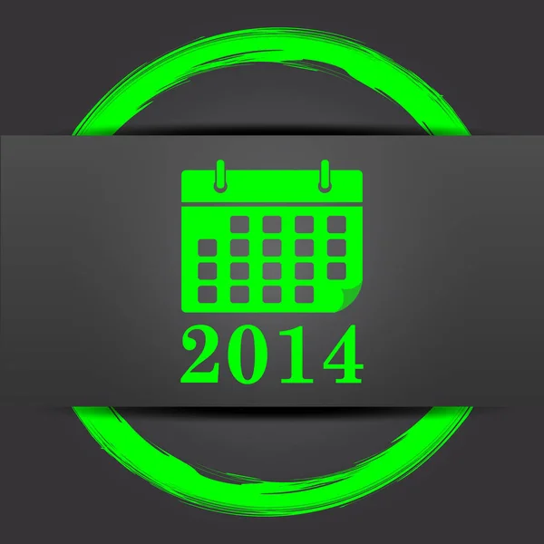 2014 Calendar Icon Internet Button Green Grey Background — Stock Photo, Image