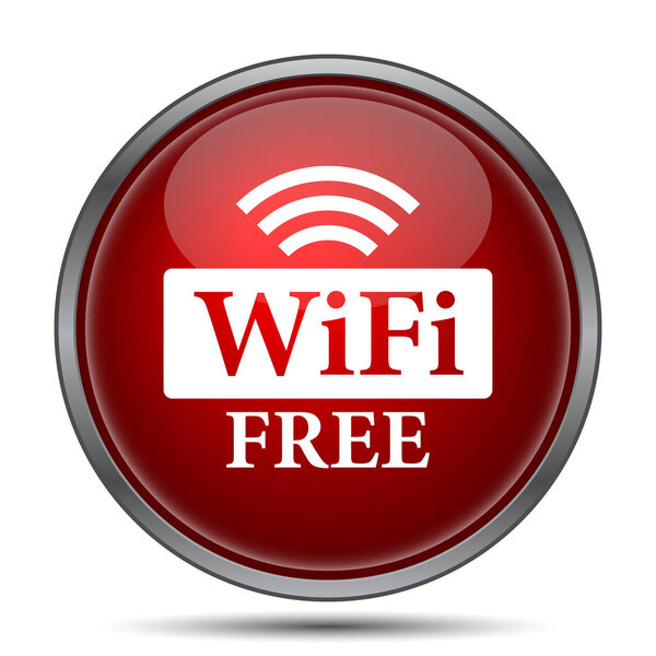 WIFI free icon. Кнопка Интернет на белом фоне
