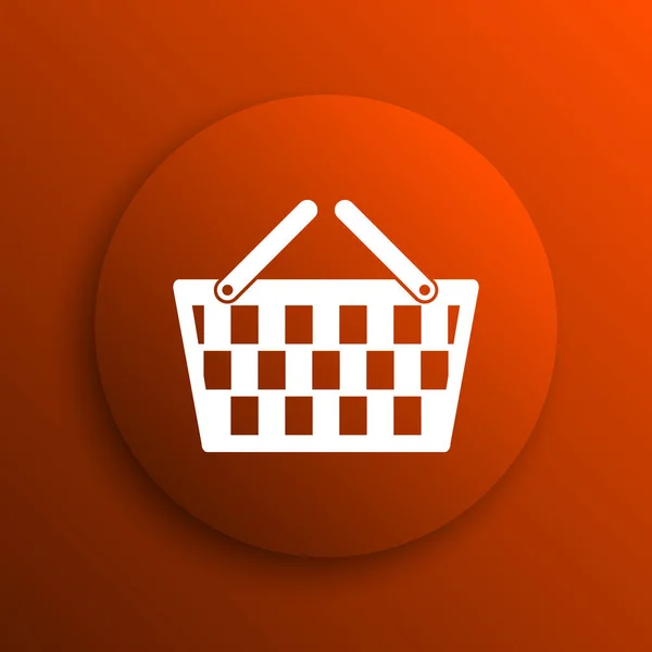 Ikona Koszyka Zakupy Przycisk Internet Pomarańczowym Tle — Zdjęcie stockowe