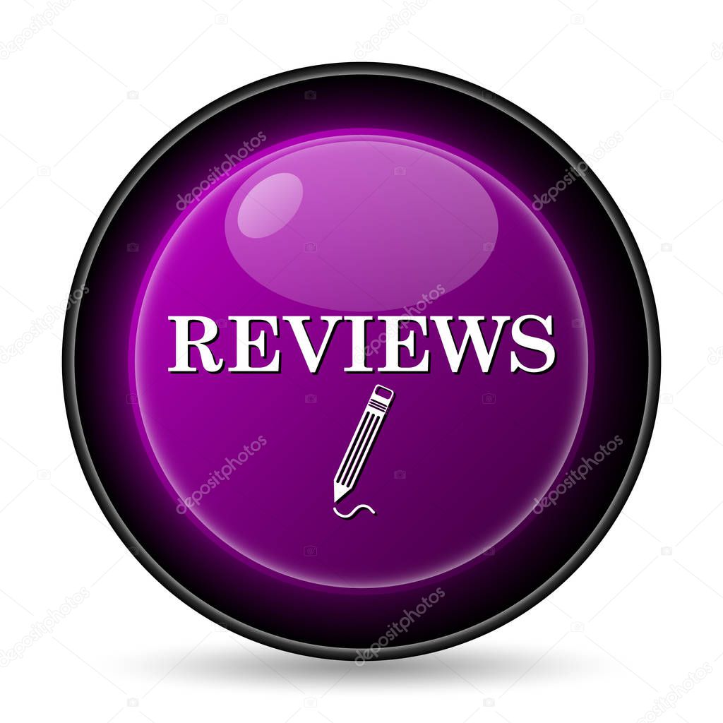 Reviews icon. Internet button on white background