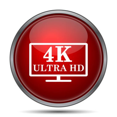 4 k ultra Hd simgesi. Beyaz arka plan üzerinde Internet düğmesi
