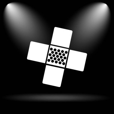 Tıbbi yama simge. Siyah arka plan üzerine Internet düğmesi