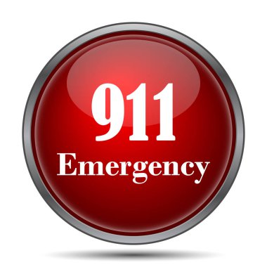 911 acil durum simgesi. Beyaz arka plan üzerinde Internet düğmesi