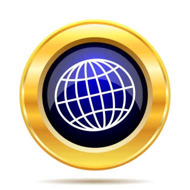 Küre simgesi. Beyaz arka plan üzerinde Internet düğmesi