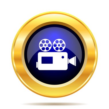 Video kamera simgesi. Beyaz arka plan üzerinde Internet düğmesi