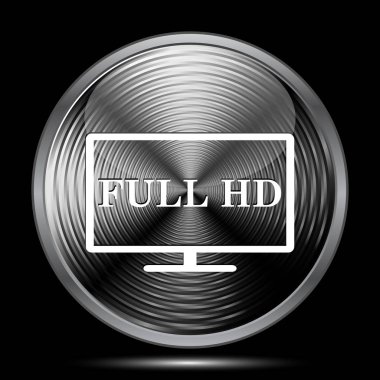Tam Hd simgesi. Siyah arka plan üzerine Internet düğmesi