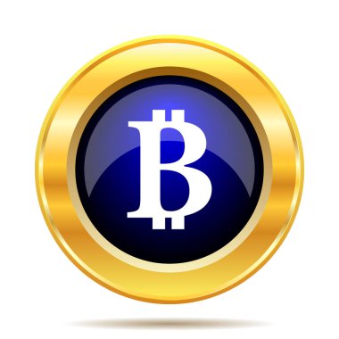 Bitcoin simgesi. Beyaz arka plan üzerinde Internet düğmesi