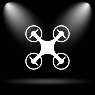 Drone simgesi. Siyah arka plan üzerine Internet düğmesi