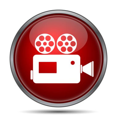Video kamera simgesi. Beyaz arka plan üzerinde Internet düğmesi