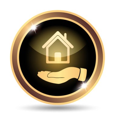 El tutma evi. Beyaz arka plan üzerinde Internet düğmesi