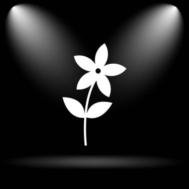 Çiçek simgesi simgesi. Siyah arka plan üzerine Internet düğmesi