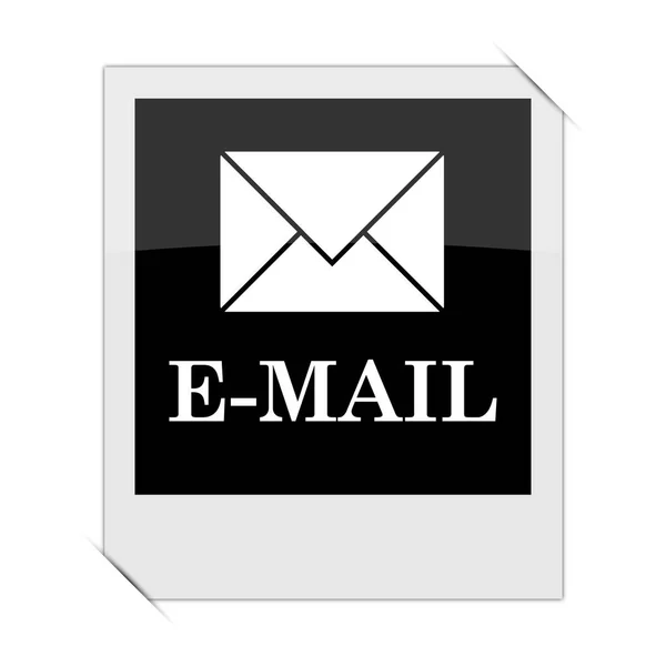 Ícone Mail Dentro Uma Foto Backgroun Branco — Fotografia de Stock