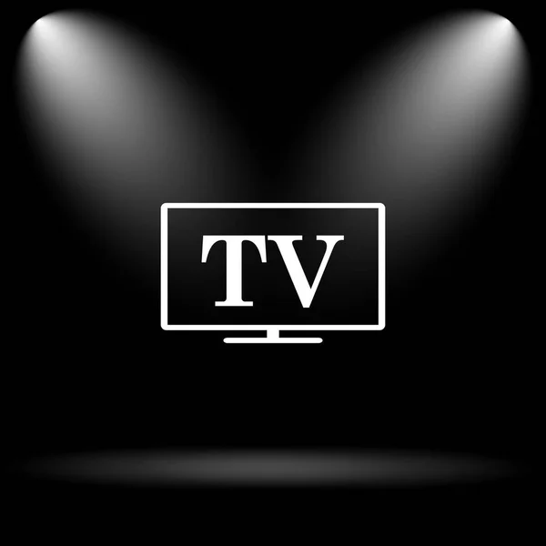 テレビ アイコン 黒い背景にインター ネット ボタン — ストック写真