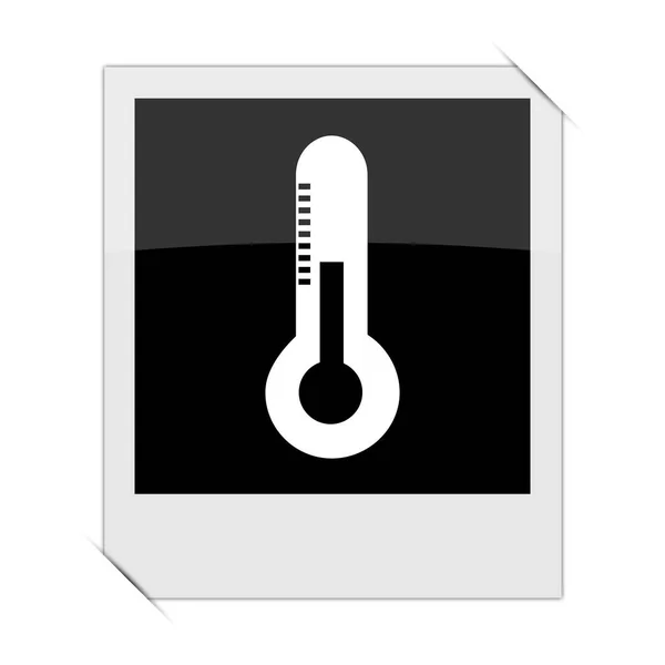 Θερμόμετρο Εικονίδιο Μέσα Μια Φωτογραφία Λευκό Backgroun — Φωτογραφία Αρχείου