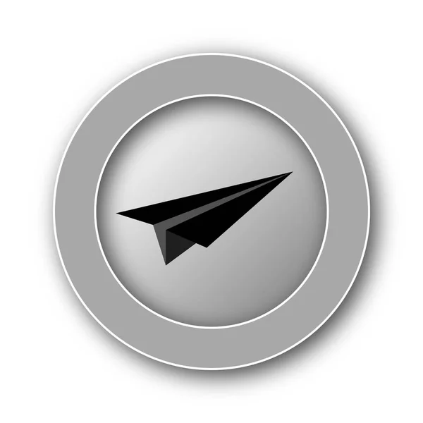 Icono Avión Papel Botón Internet Sobre Fondo Blanco — Foto de Stock