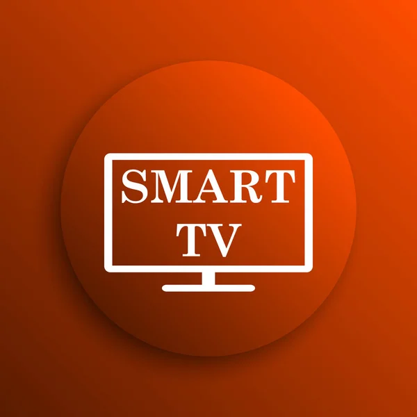 Icono Televisión Inteligente Botón Internet Sobre Fondo Naranja —  Fotos de Stock