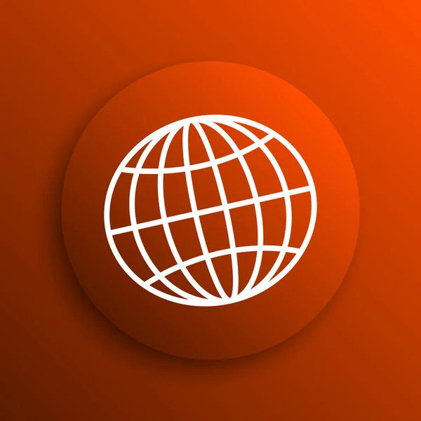Globe icon. Internet button on orange backgroun