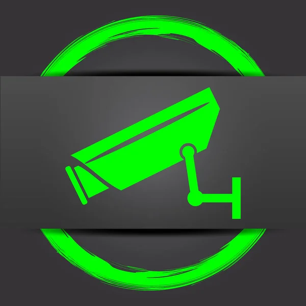 Ícone Câmara Vigilância Botão Internet Com Verde Sobre Fundo Cinza — Fotografia de Stock
