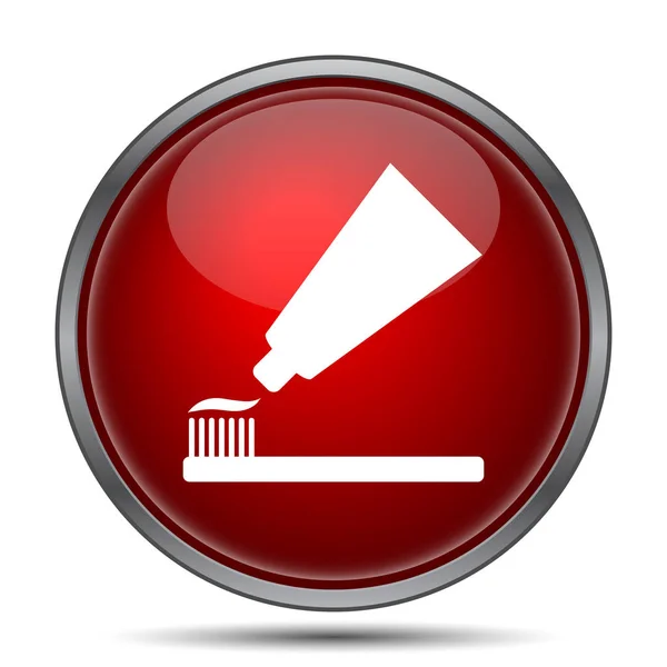 歯の貼り付け ブラシ アイコン 白い背景の上のインター ネット ボタン — ストック写真