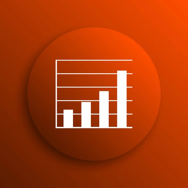 Ikona Pasków Wykresu Przycisk Internet Pomarańczowym Tle — Zdjęcie stockowe