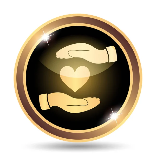 Hands Holding Heart Icon Internet Button White Background — Stock Photo, Image