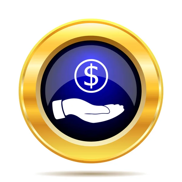 Деньги Руке Икона Кнопка Интернет Белом Фоне — стоковое фото