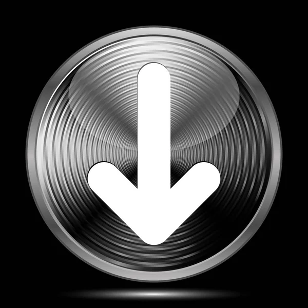 下矢印アイコン 黒い背景にインター ネット ボタン — ストック写真